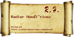 Radler Honóriusz névjegykártya